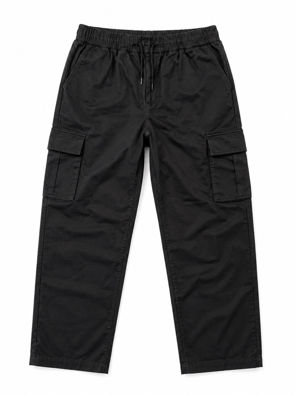 Men's Black Cargo Pants with Elastic Waist
